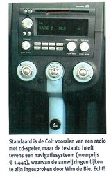 Beeldvergroting: (Fragment test in autoblad) De Bie:'...ik heb nooit en te nimmer een navigatie ingesproken...'