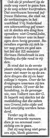 Beeldvergroting: Meneer Hoogland vandaag in De Telegraaf